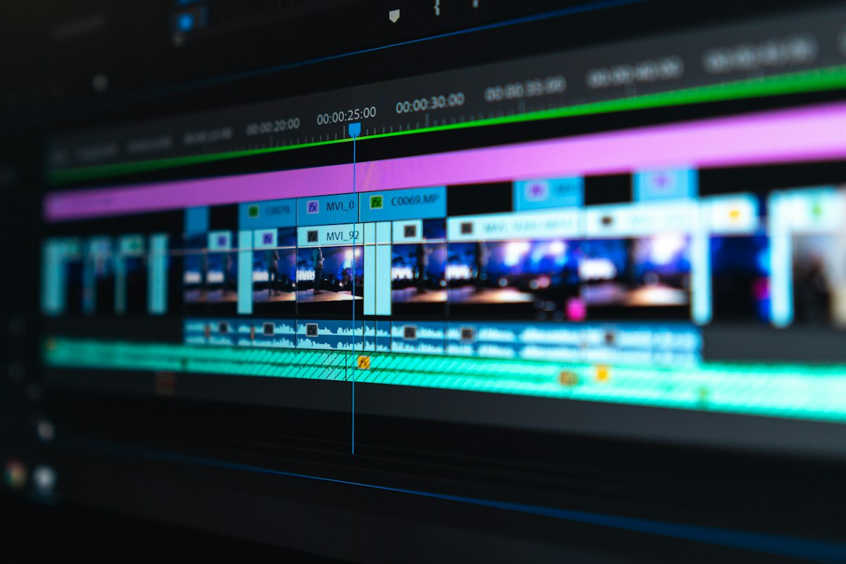 Pantalla de edición de video con corrección de color